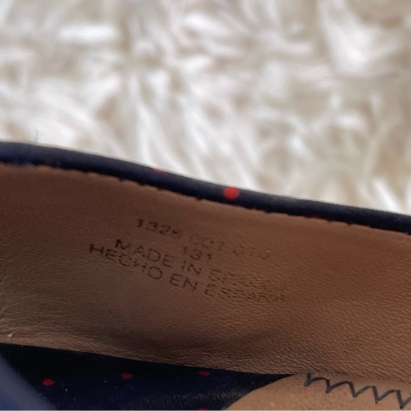 Zara stiletto heel open toe blue red polka dot ankle strap platform size 9 - Picture 10 of 11